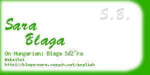 sara blaga business card
